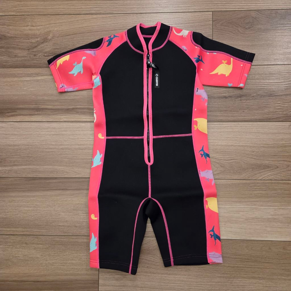 CHRIFFER Kids Swim Wetsuit Black Pink Dinosaur size XL
